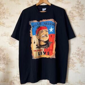 NWOT 90s Willie Nelson The Honky Tonk Hero Live T-Shirt Size XL